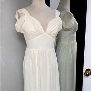 vintage wedding dress off the shoulder midi boho style